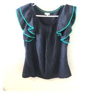 Navy Anthropologie Silk blouse